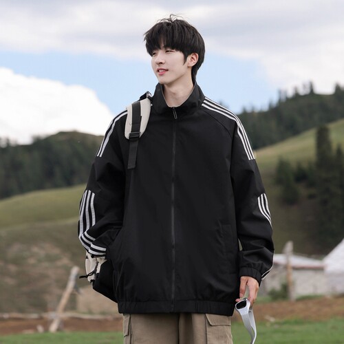 WASSUP美式三条杆夹克外套男