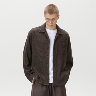 WASSUP肌理感绒感古巴领长袖衬衫男女春秋复古老钱风开衫外套潮牌