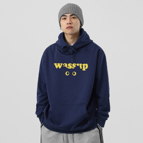 美式潮牌WASSUP卫衣男连帽