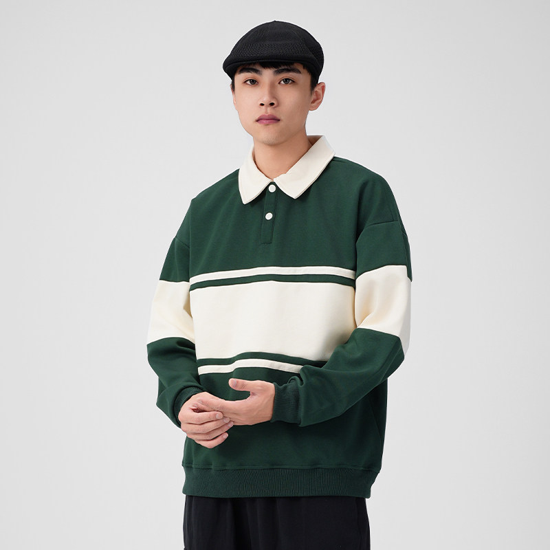 WASSUP复古polo领卫衣男女款