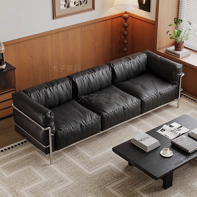 中古包豪斯风LC3柯布西耶沙发极简设计师客厅双人三人位真皮沙发