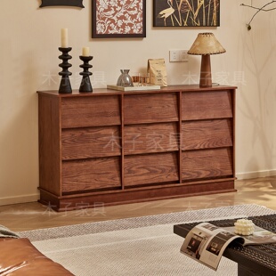 中古风九斗柜客厅大小户型收纳柜储物柜复古风储藏餐边柜沙发边柜