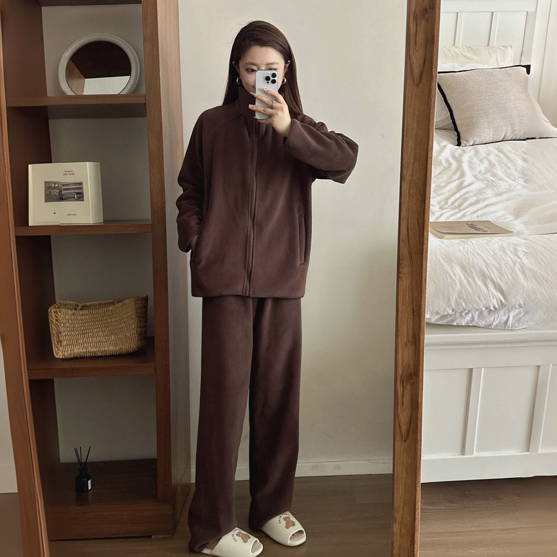 宅小北睡衣女海豚绒双层绒家居服