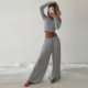 灰色针织休闲运动套装 长裤 女圆领长袖 阔腿裤 T恤 DARLINGAGA基础款