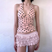 低腰蛋糕裙 套裙女胸型挂脖露背吊带 DARLINGAGA法式 少女波点时尚