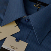 fit款 男装 男商务修身 墨蓝白色春秋免烫衣regular 长袖 衬衫