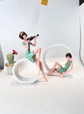 北欧创意人物摆件小提琴OK组合