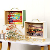 北欧ins创意木质存钱罐文艺清新卧室桌面装 饰摆件杂物收纳盒道具