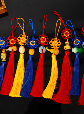 小中国结挂件手工编织黄色挂饰小号门上送老外礼品葫芦丝吊坠出国