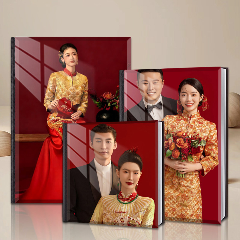 高端水晶照片书定制旗袍婚礼照照片打印成纪念册婚纱写真影集制作