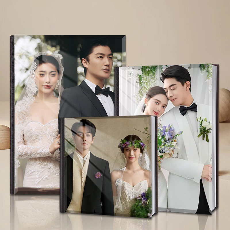 高端水晶照片书定制鱼尾款婚纱照片打印成纪念册婚纱写真影集制作