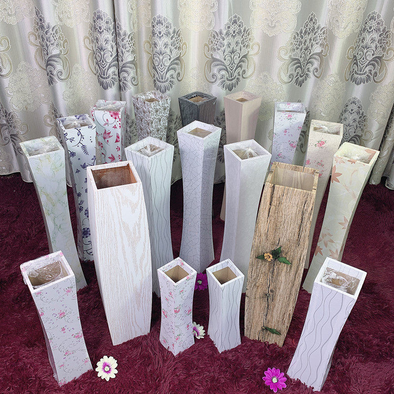 压缩木质简约密度板花瓶客厅干花插花落地大花瓶家居装饰花器摆件 - 爱尚美创意居出品