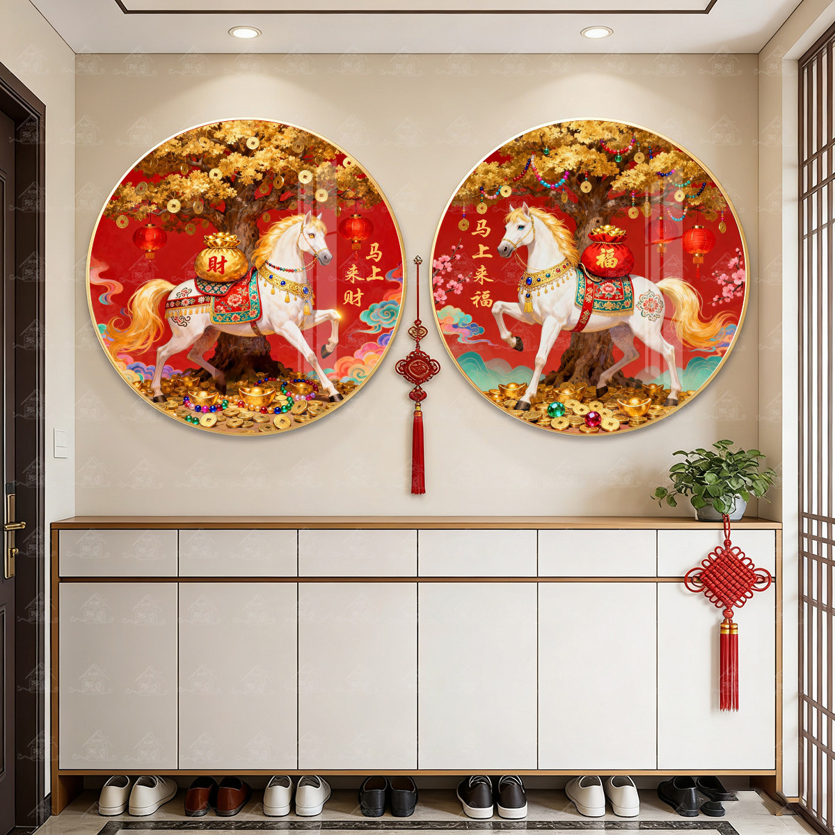 【进口棉布】爱阁十字绣马上来财马上来福新款喜庆装饰绣