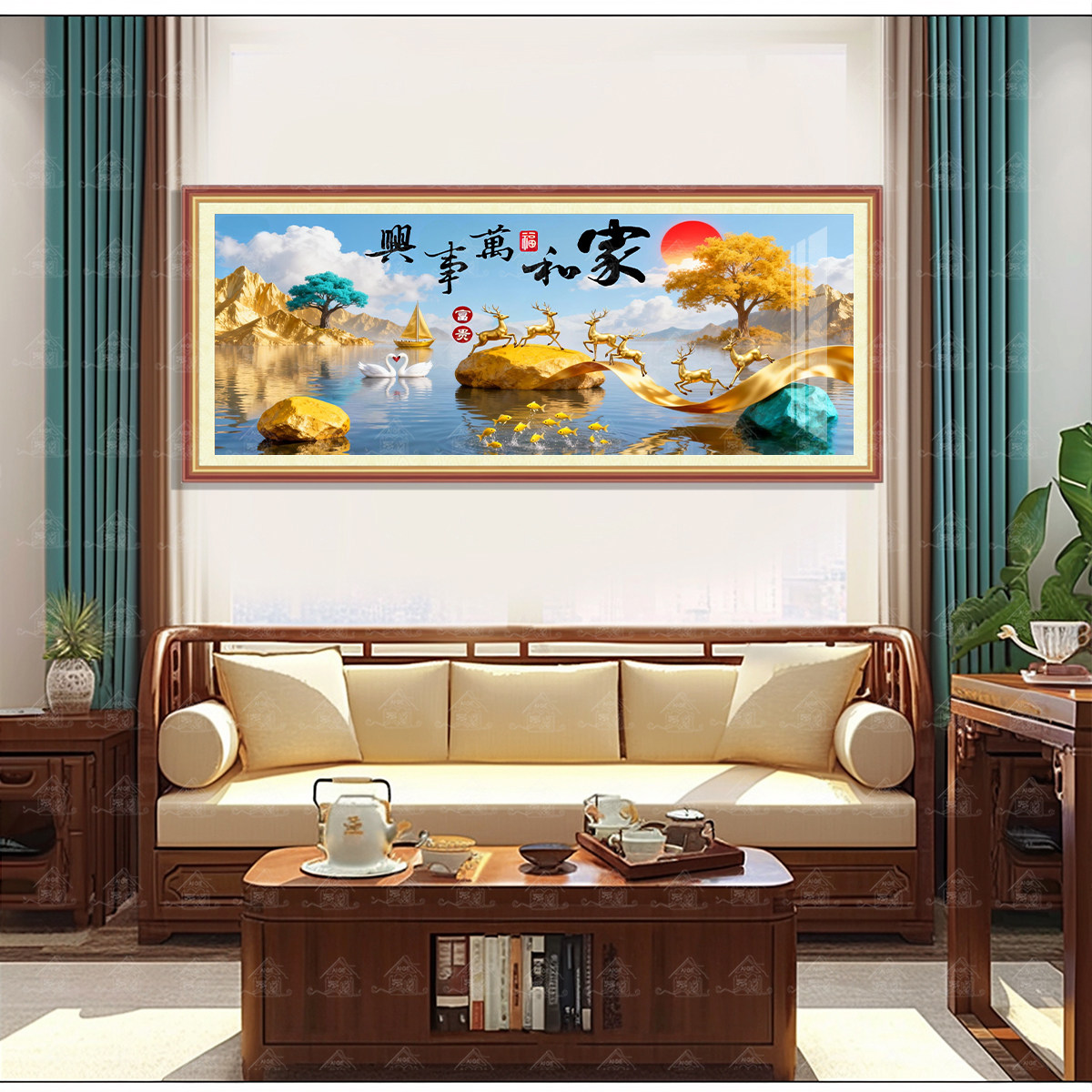 【进口棉布】爱阁十字绣家和万事兴石来运转小版新款客厅手工绣