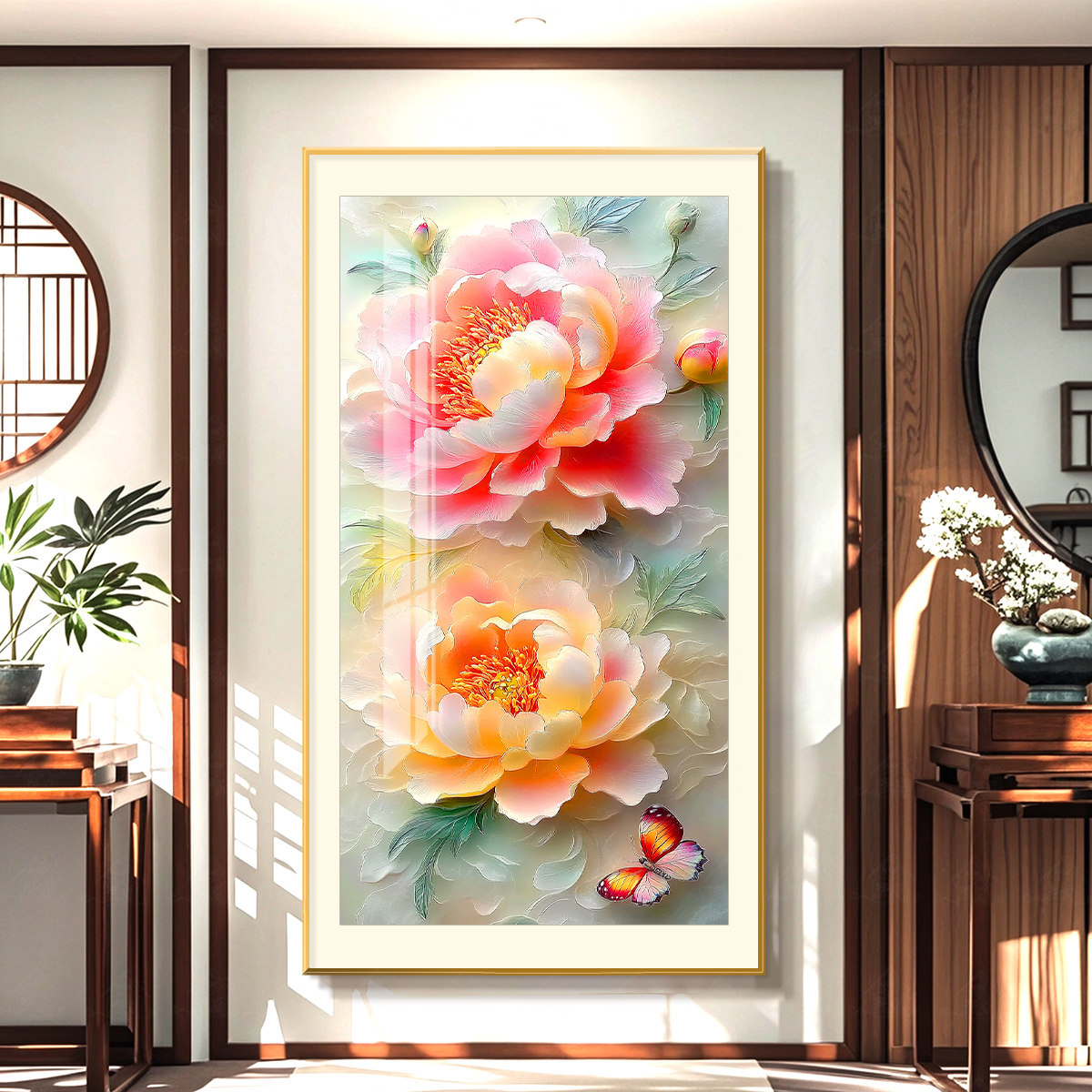 【进口棉布】爱阁十字绣蝶舞牡丹新款新中式花卉唯美客厅手工线绣