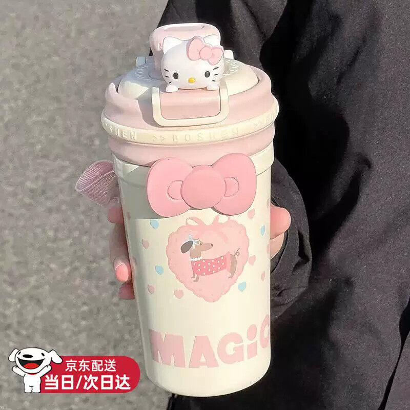 可爱双饮保温杯学生女高颜值316带吸管水杯咖啡杯子水壶生日礼物
