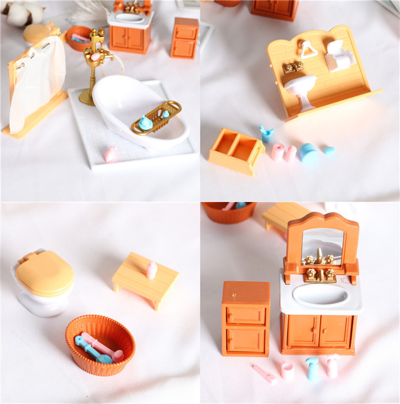 Dollhouse娃娃屋 微缩食玩场景迷你家具模型袖珍浴室马桶台盆系列