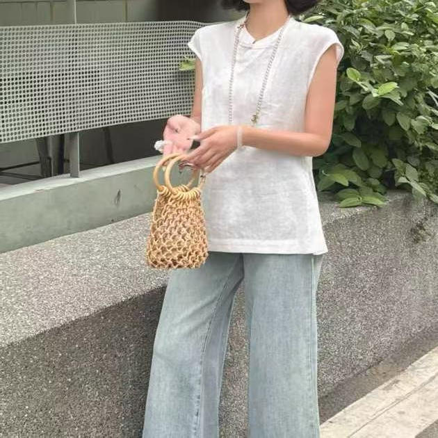 新中式盘扣无袖马甲女欧洲站2025国风显瘦气质100亚麻上衣YJR113