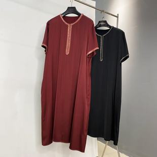醋酸連衣裙女釘珠氣質(zhì)龜紋圓領(lǐng)巨美短袖 AN007 新款 裙子夏季