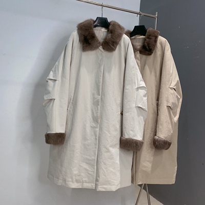 NO退韩女穿搭 100棉90白鹅绒羽绒服中长款青根貂毛领QY263长95