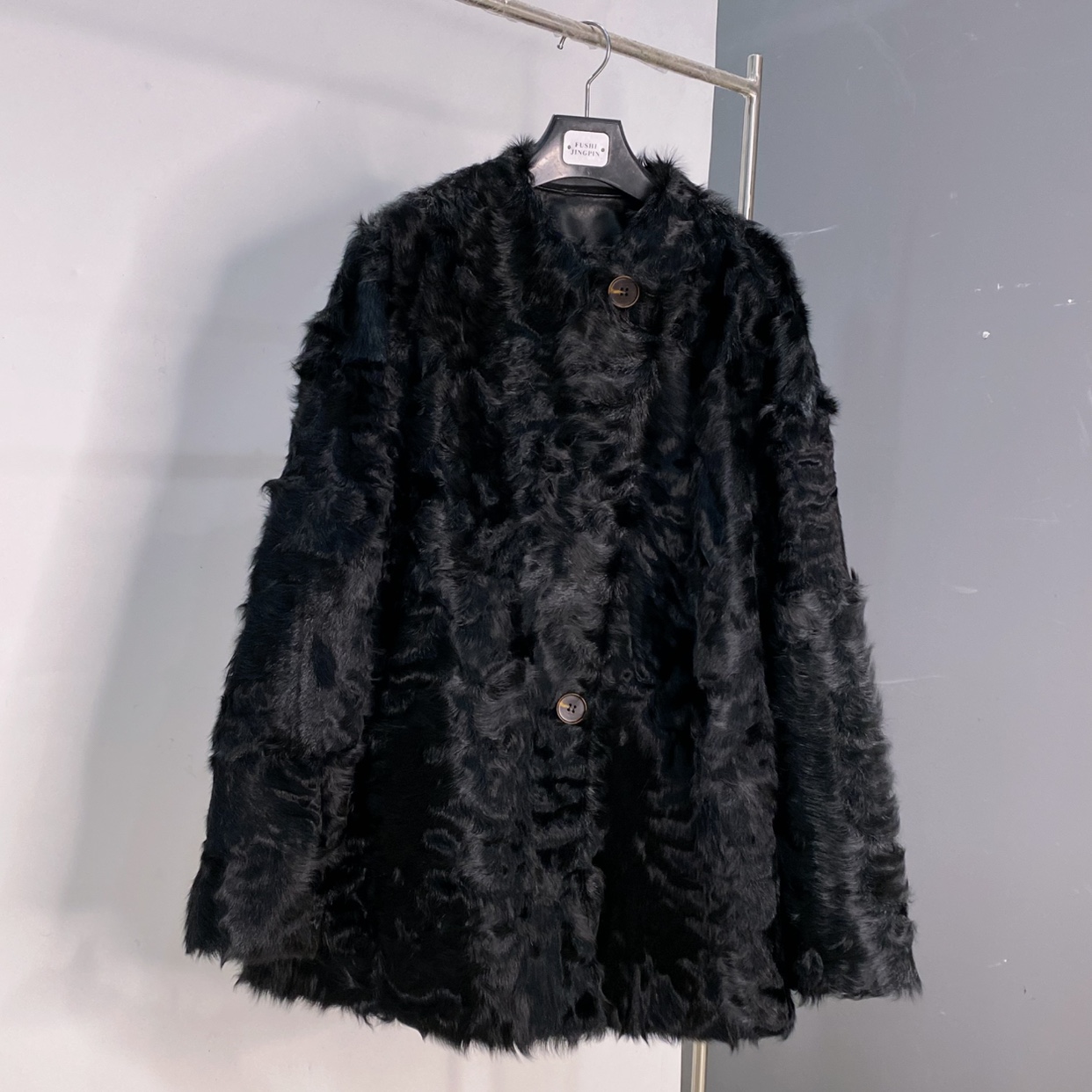 轻奢肋骨纹小湖羊皮草外套 女2025冬新中长款皮毛一体GG长76