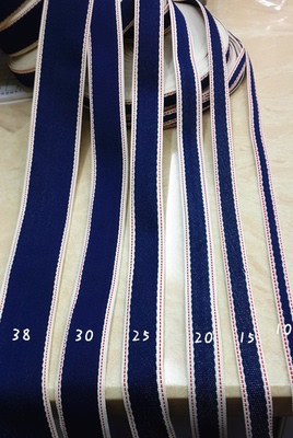 牛仔蓝米边跳点间色涤纶斜纹织带