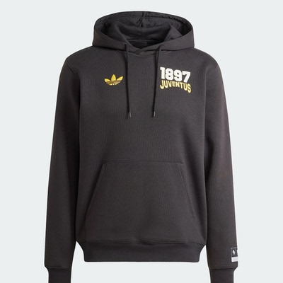 Adidas三叶草 男子尤文图斯薄绒连帽运动休闲卫衣套头衫 JF2567