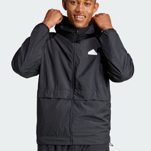 Adidas 男子简约百搭薄款梭织防风连帽运动休闲夹克外套 IR5192