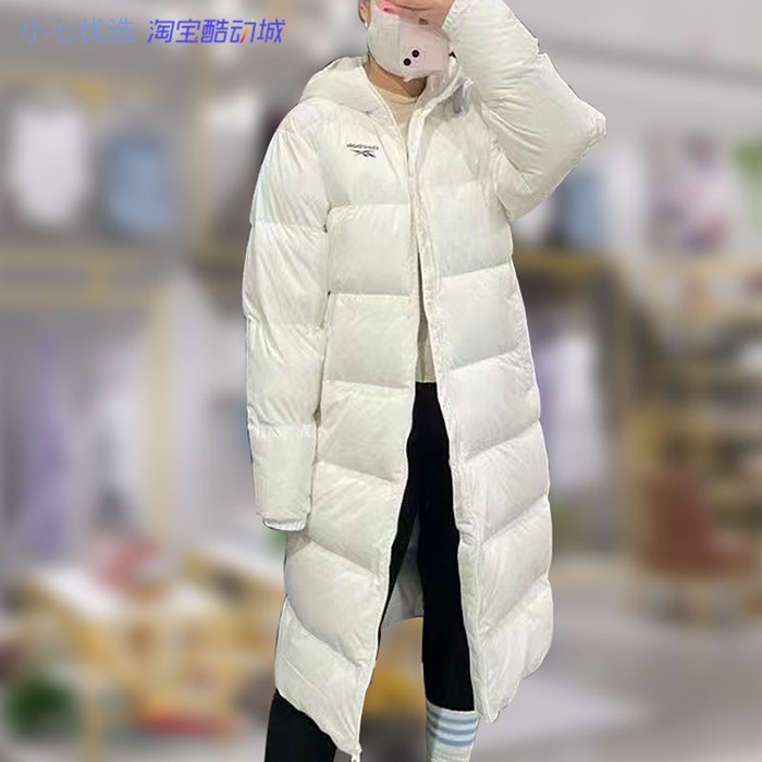 锐步连帽中长款男子羽绒服