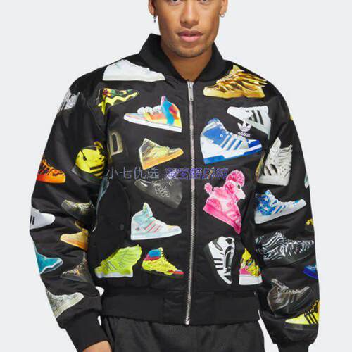 Adidas三叶草 Jeremy Scott联名 男子印花飞行员棉服外套 IA0098