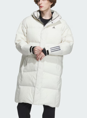 小七Adidas 男子冬季防风保暖鹅绒中长款运动休闲羽绒服 IL8927
