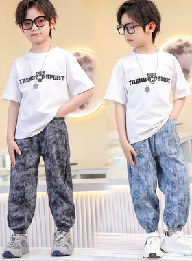 2024新款男童女童薄款牛仔裤防蚊裤夏季长裤仿棉裤时尚炸街韩版潮