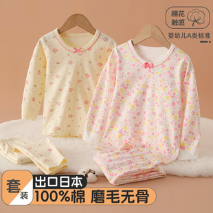 纯棉A类儿童保暖内衣宝宝线衣线裤 套装 女童秋衣秋裤 2025秋冬新款