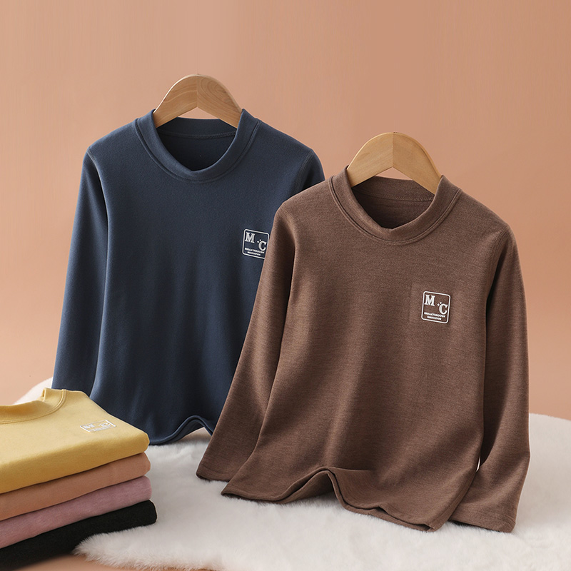 德绒圆领儿童打底衫高弹