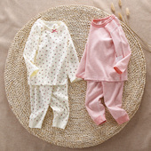 儿童保暖内衣套装 打底睡衣 长裤 女童纯棉磨毛秋衣秋裤 宝宝居家长袖