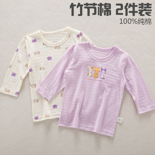 日系夏季纯棉圆领t恤女童睡衣