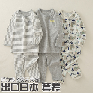 长袖 秋衣秋裤 长裤 男童纯棉家居服睡衣宝宝内穿薄款 套装 儿童早秋季