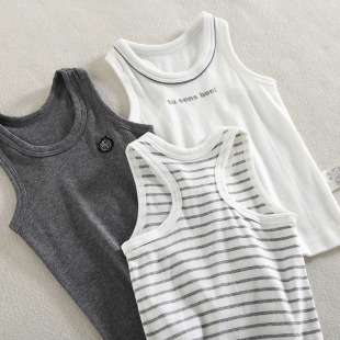 上衣薄款 儿童装 打底衫 男孩无袖 纯棉背心居家内衣男童工字背心 夏季