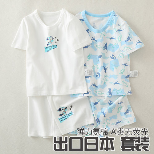 新款儿童夏季纯棉短袖五分裤套装