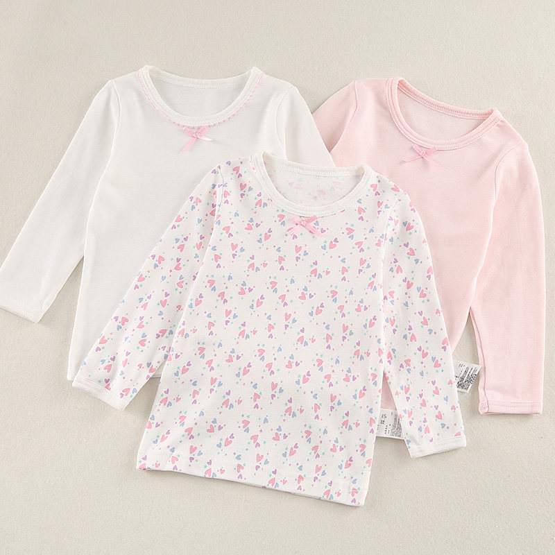 여자의 가을 의류 순수 코튼  속옷 가을 가을 의류 순수 코튼  소녀 면화 스웨터 어린이 집 옷