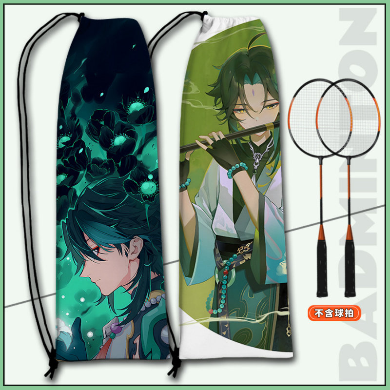 羽毛球包包二次元卡通动漫运动收纳袋束口大容量羽毛球拍收纳袋