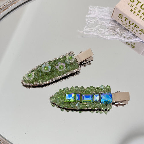甜美精致闪钻水晶发夹鸭嘴夹侧边刘海夹BB夹小众时尚百搭发卡发饰