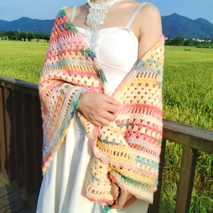 雪妃尔琉璃云段染贵妇人披肩钩织手工diy编织材料包七星毯送闺蜜