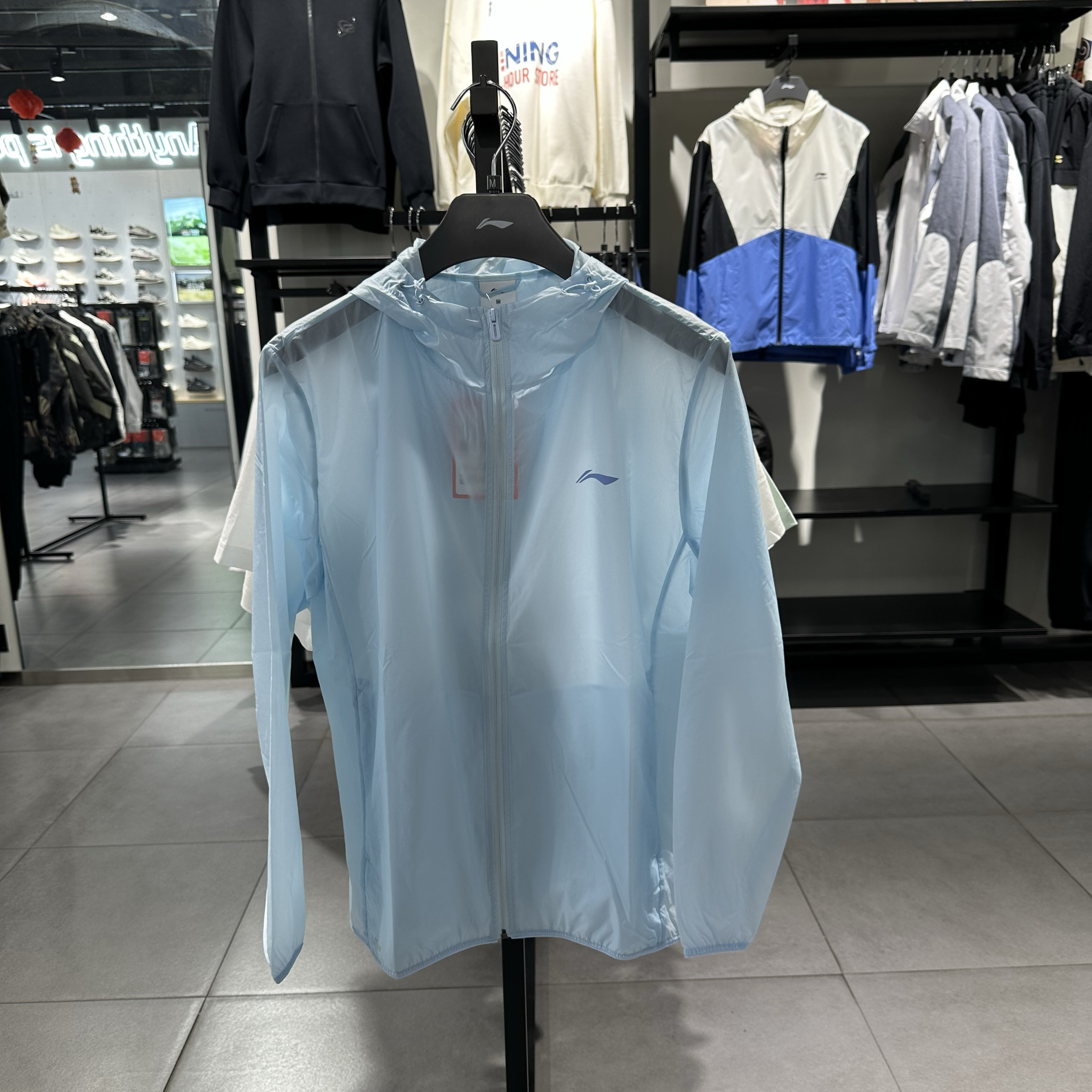 李宁2024夏季新品男子防泼水运动风衣速干防晒外套皮肤衣 AFDU459