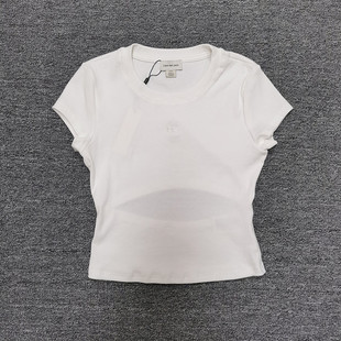 2025早春新款白色短袖T恤女款修身显瘦百搭上衣时尚气质通勤上衣