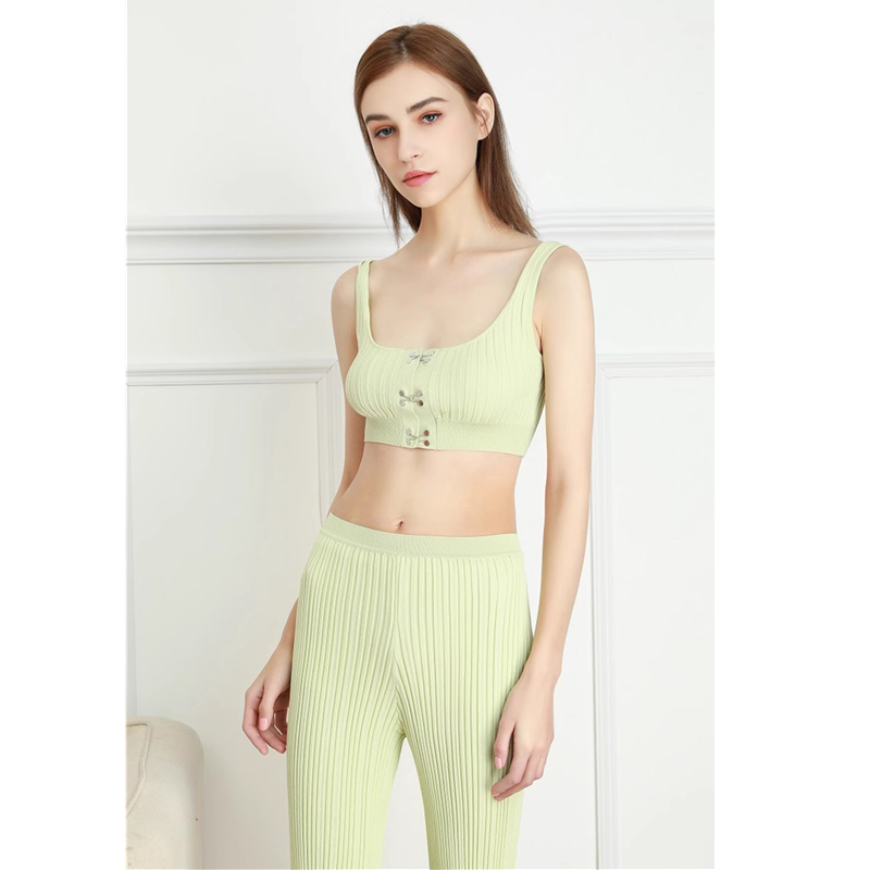 金属勾扣吊带背心夏季女士针织美背露脐无袖打底衫紧身纯色内搭