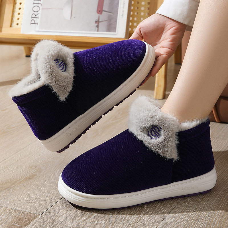 新疆包邮手工包跟厚底棉拖鞋女冬季止滑室内家居丝绵保暖外穿孕妇