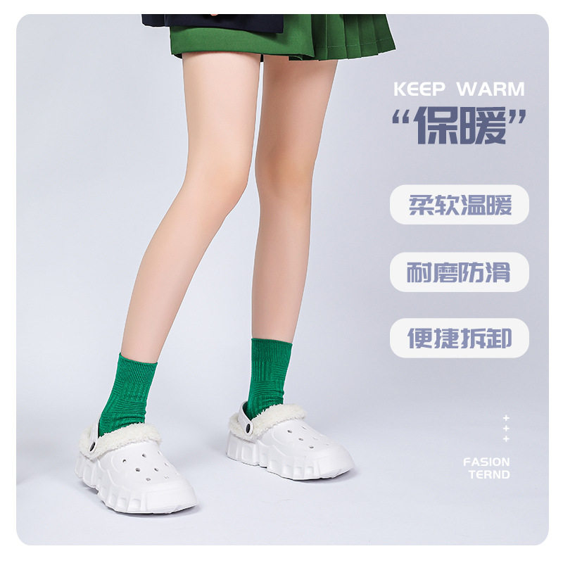 现货冬季加绒防滑洞洞棉拖鞋室内