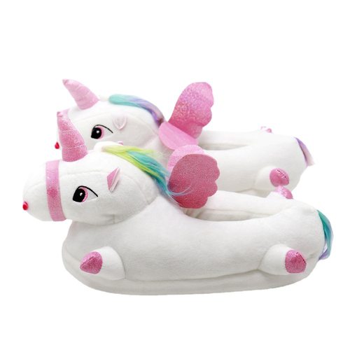 批发秋冬独角兽发光毛绒拖鞋内置