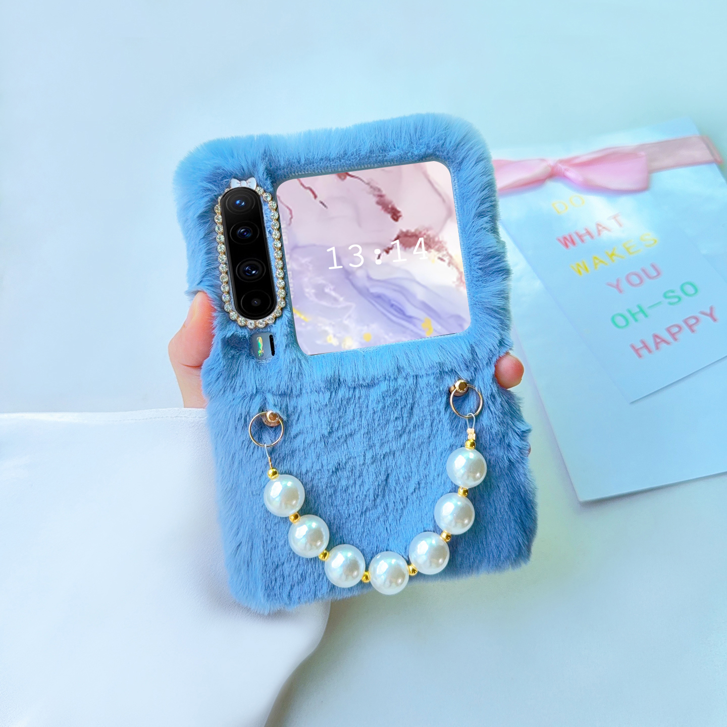 毛绒适用华为purax手机壳典藏版女款防摔手提链毛茸茸奢华高级pocket2保护壳折叠屏荣耀vflip2气质挂绳时尚潮